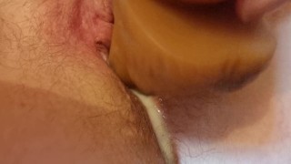 Secretly playing with my dildo whilst hubby is