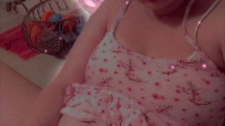 Chubby goth Egirl fairy slut plays with her fat tight pussy