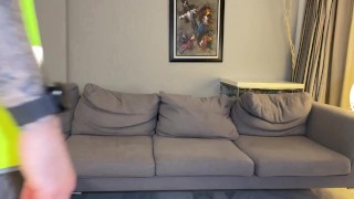 Builder Bloated belly burping on the couch