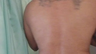 Jerking off my hard cock in shower