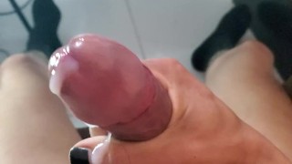 having a cum at work