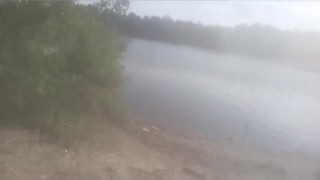 andkvcat подрочил на речке в белых трусиках