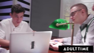 ADULT TIME - College Boys GANGBANG BUKKAKE + DP PAWG Heather Honey In PUBLIC LIBRARY! FULL SCENE