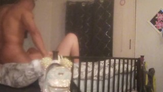 Caught horny roommate fingering her pussy so I hopped in bed with her and eat her pussy and fuck her
