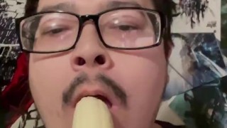 Latino Sucks Banana Thinking it’s YOUR COCK