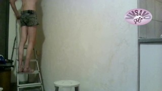 recorded webcam session with wall painting ends in a horny moaning cumshot 1 of 3