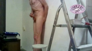 recorded webcam session with wall painting ends in a horny moaning cumshot 3 of 3