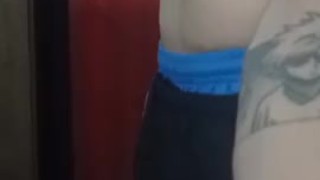 Skinny guy showing off his body big dick sixpack