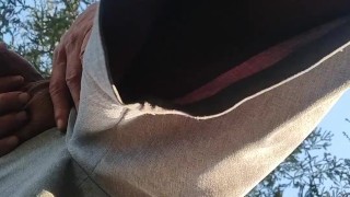 Look up my shorts as I take a heavy piss.