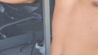 Having Fun with my Morning Wood on the Balcony