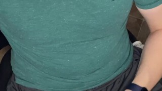 Bator Stud getting big dick hard before busting cock out and stroking