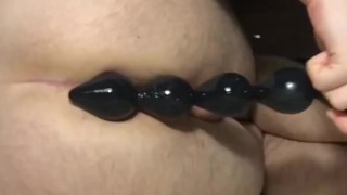 Asshole Wraps Around Beaded Dildo in Slow-Motion