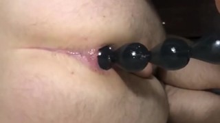 Asshole Wraps Around Beaded Dildo in Slow-Motion