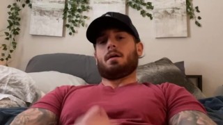 College hot guy jerking off his big dick in front of the camera