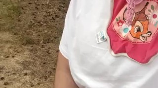 Sissy rubbing diaper in public