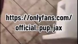 Gas station public nudity urinal play piss