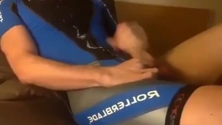 Hot Asian Jerking Off in a Full Cycling Gear