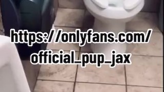 Drinking from public gas station urinal