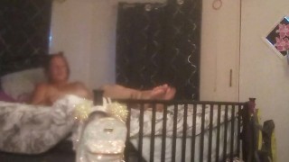 Caught sexy milf masturbating and interrupted and pounded her pussy