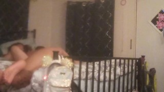 Caught sexy milf masturbating and interrupted and pounded her pussy