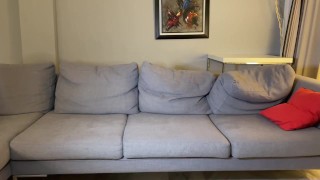 Soldier bloated belly burping on the couch