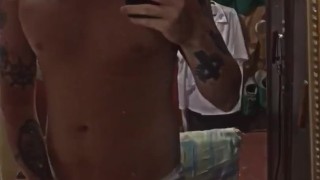 Hot onlyfans male model tattoed whit long hair and bigdick