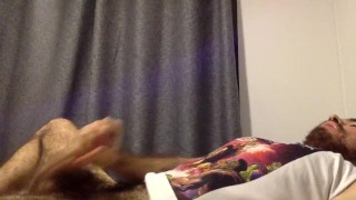 sexy muscular hairy guy masturbate and cum all over himself
