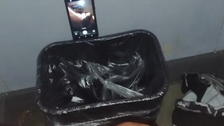 Sticking my dick in my own asshole and fingering my own ass while in public gloryhole