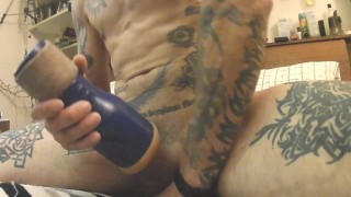 Pounding my amazing fuckhole w Big Black Toy & using my dripping anal juices as lube 2 stroke & cum