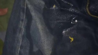 washing cutoff Hollister shorts with UA shorts inside of them