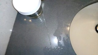 Middle eastern guy jerks off in hotel bathroom, cums in sink