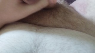 Hairy chubby young man pretty cum