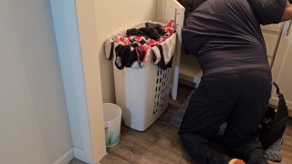 Caught the plumber sniffing my dirty panty In laundry, - (bbw ssbbw, Fat ass, big butt, thick ass)