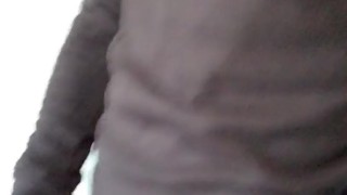 Cumshot on the train toilet