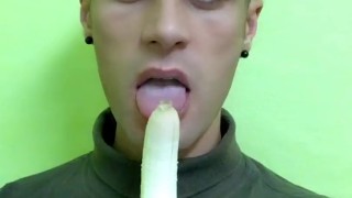 Eating food fetish - Chewing banana with crunchy sound
