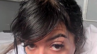 Pakistani Aaliyah Yasin suck a white cock, but doesn't let him cum