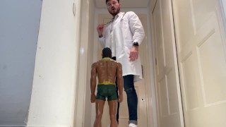 Giant doctor - Tiny check up & takes sperm sample