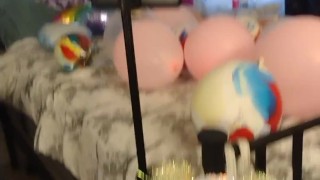 I let pervert masturbate to me while I let him see up my skirt and pop balloons with my cigarettes