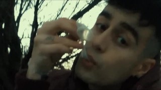 Licking used cum filled condom public