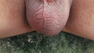 Twink balls outdoor in cold weather - close up balls and soft cock