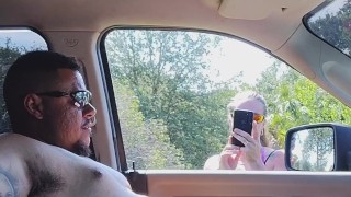 Caught masturbating in public and girl watches and films and it makes her pussy wet