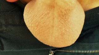 Twink testicles movements in outdoor - fast motion vid and pulsating orgasm