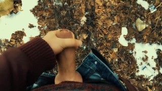 Piss with erection and quick after that cumshot POV