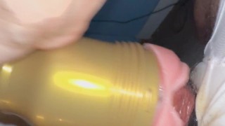 dick sticking through undies stuck in fleshlight