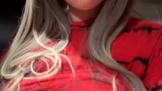 Girl plays with her big boobs