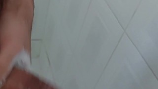 Washing my big wet dick