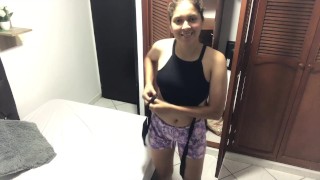 Hot college girl changes to go fuck her best friend