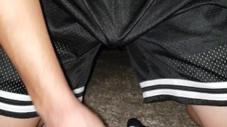 Cumming through my mesh shorts