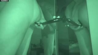 Fucking 3 dildos mounted on a mirror. 13 - 33cm length, sliding deep in my big bubblebutt. Tobi00815