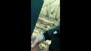 Public cumshot - cock self creampie